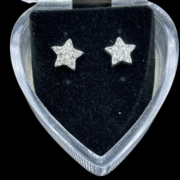 Swarovski Crystal Star Earrings Silver Coquette Teen Gift Holiday Glam Sparkly - Picture 2 of 6